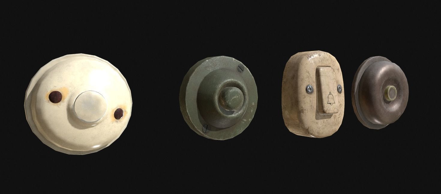 Door Bells Pack Low-poly 3D model_1