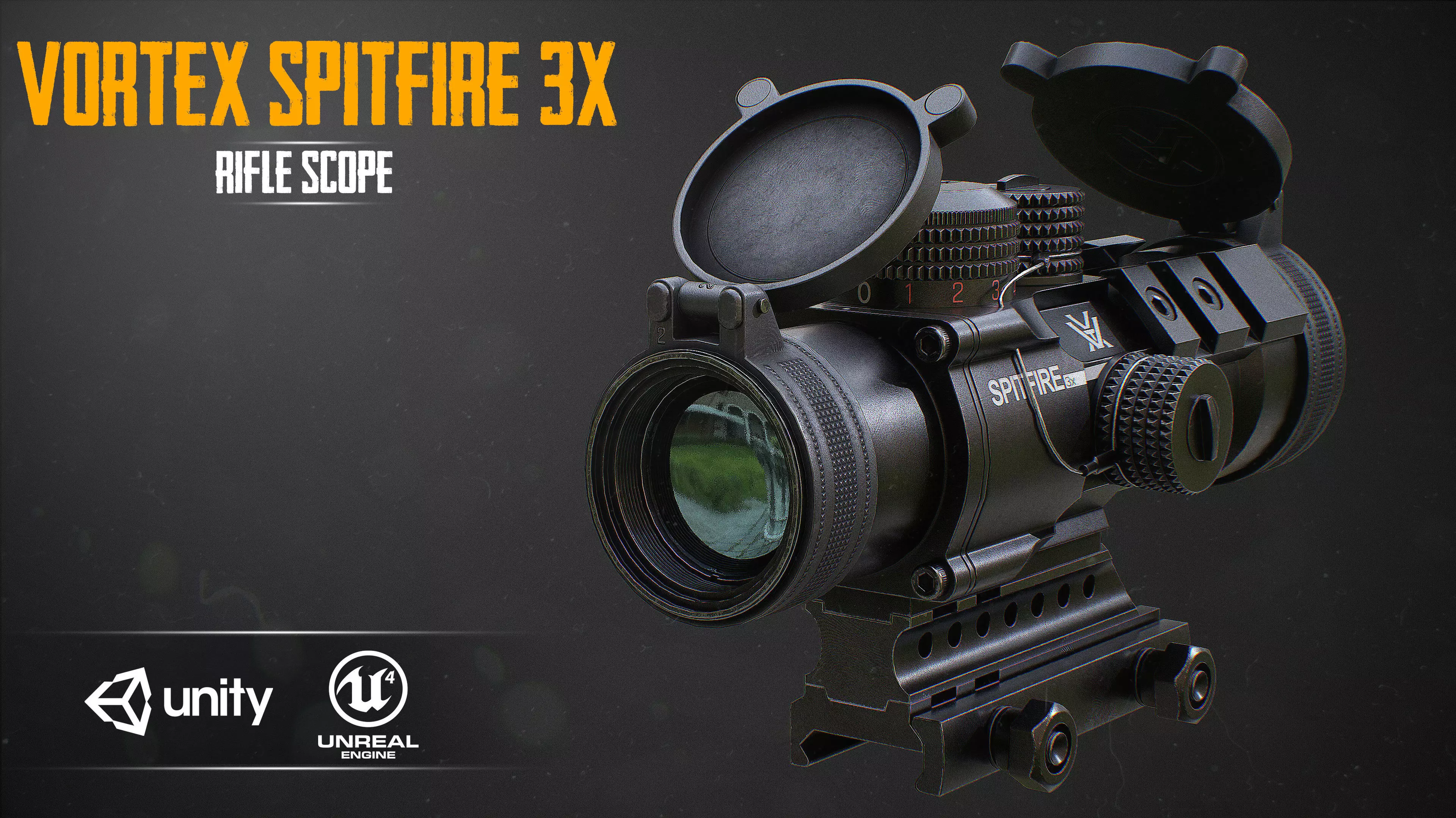 VORTEX SPITFIRE 3x Scope Low-poly 3D model_0