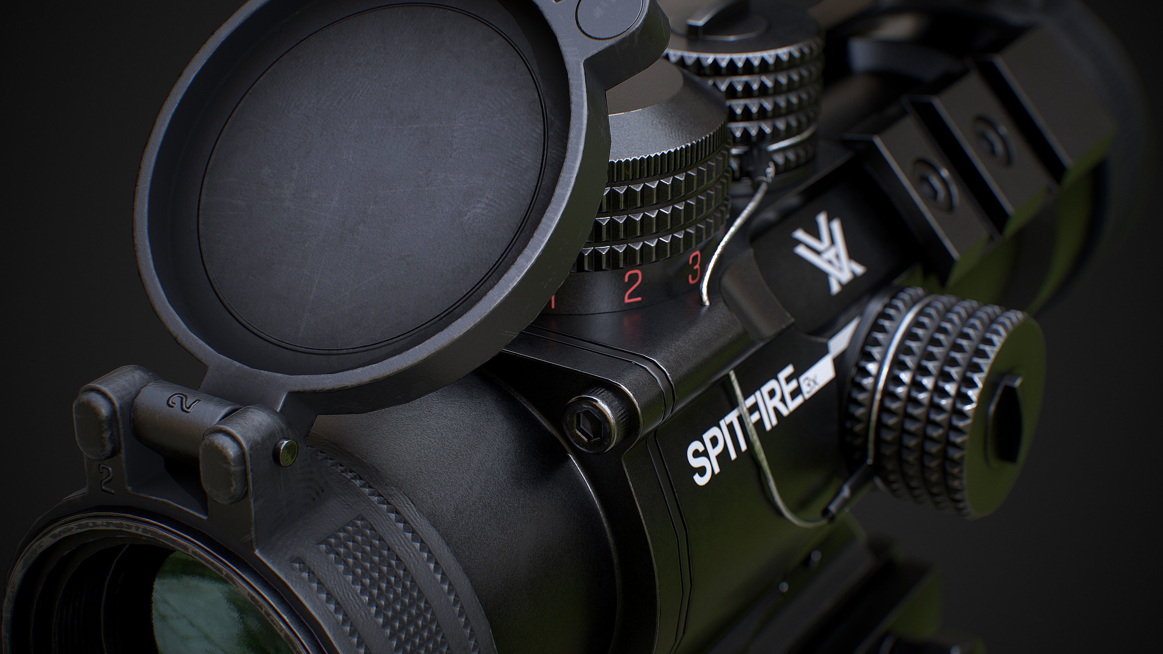 VORTEX SPITFIRE 3x Scope Low-poly 3D model_9