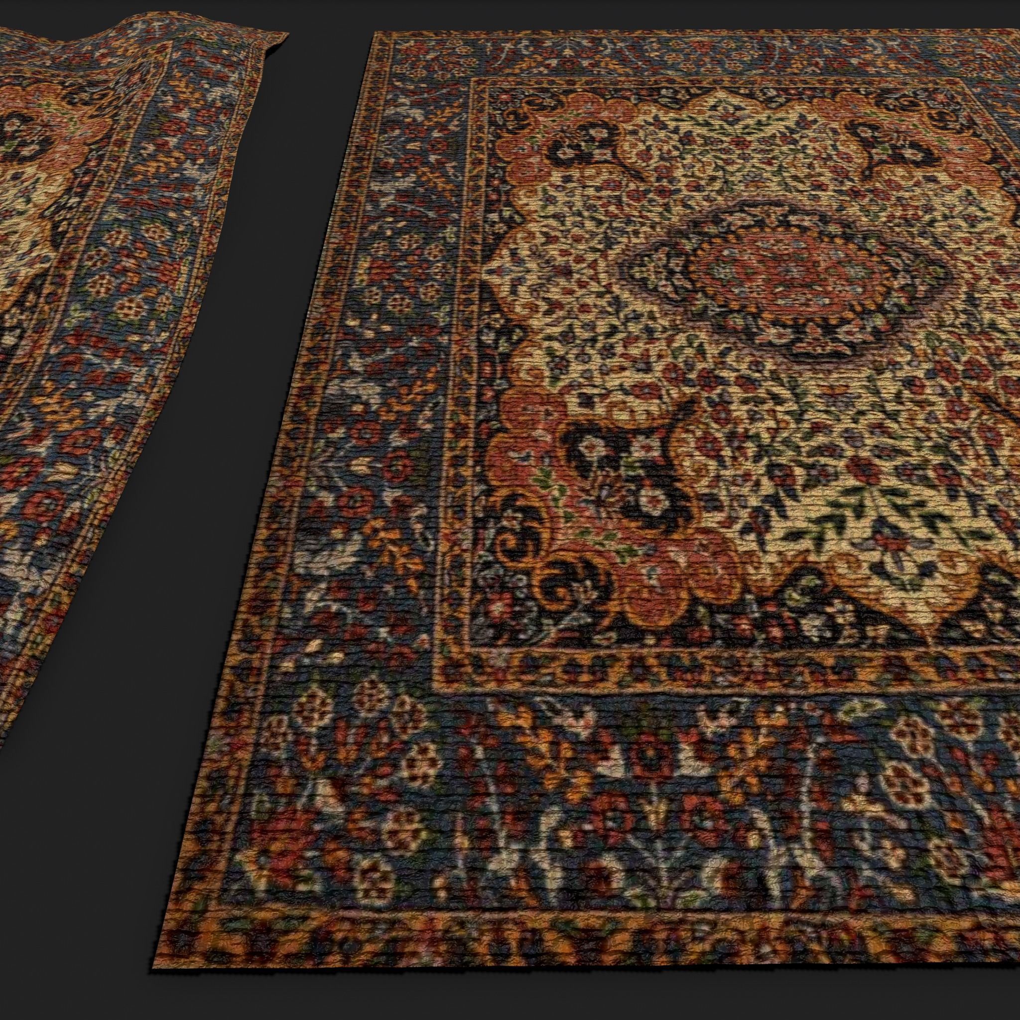 Medieval Flower Design Tapestry Low-poly 3D model_17