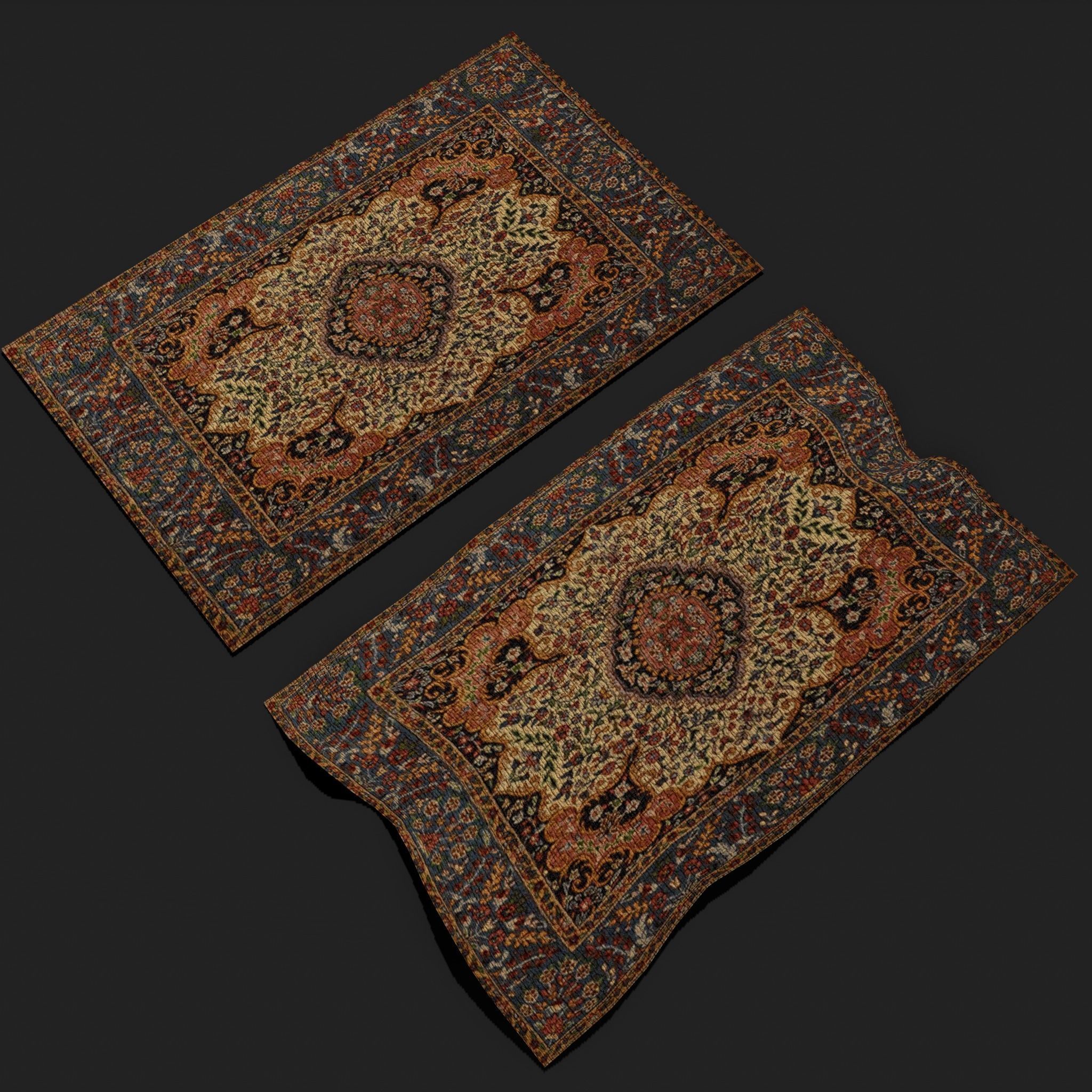 Medieval Flower Design Tapestry Low-poly 3D model_8