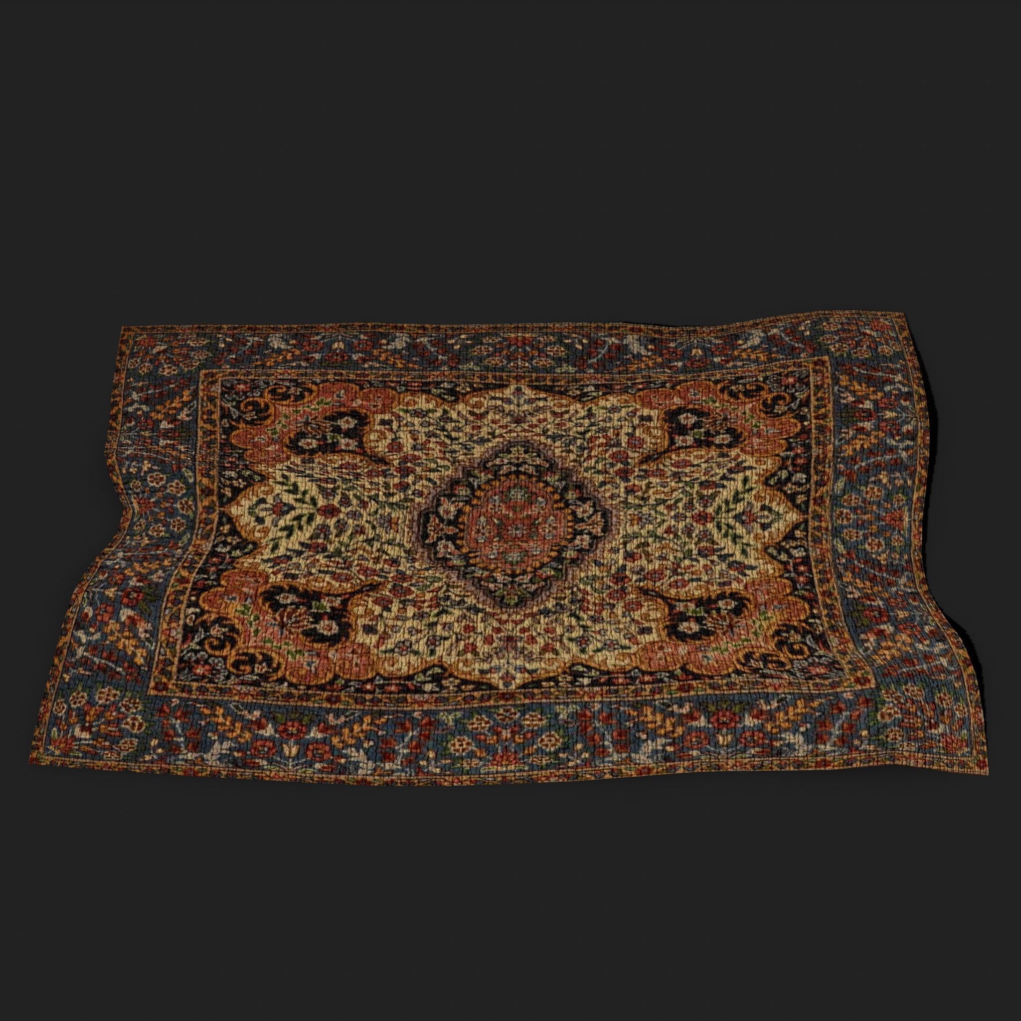 Medieval Flower Design Tapestry Low-poly 3D model_11