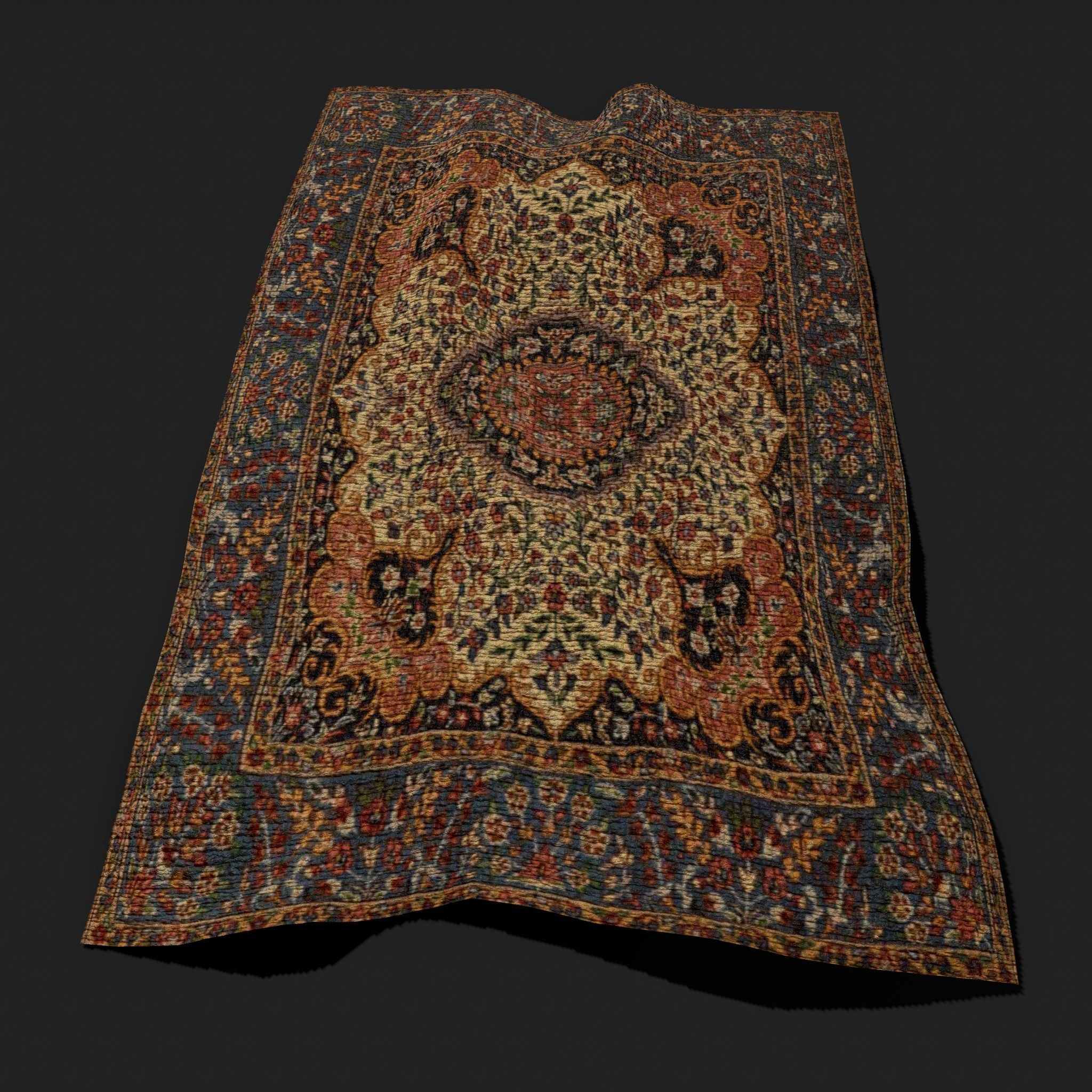 Medieval Flower Design Tapestry Low-poly 3D model_10
