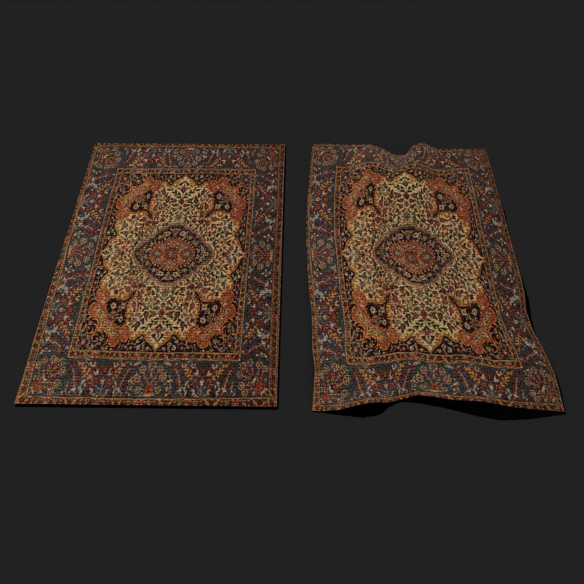 Medieval Flower Design Tapestry Low-poly 3D model_12