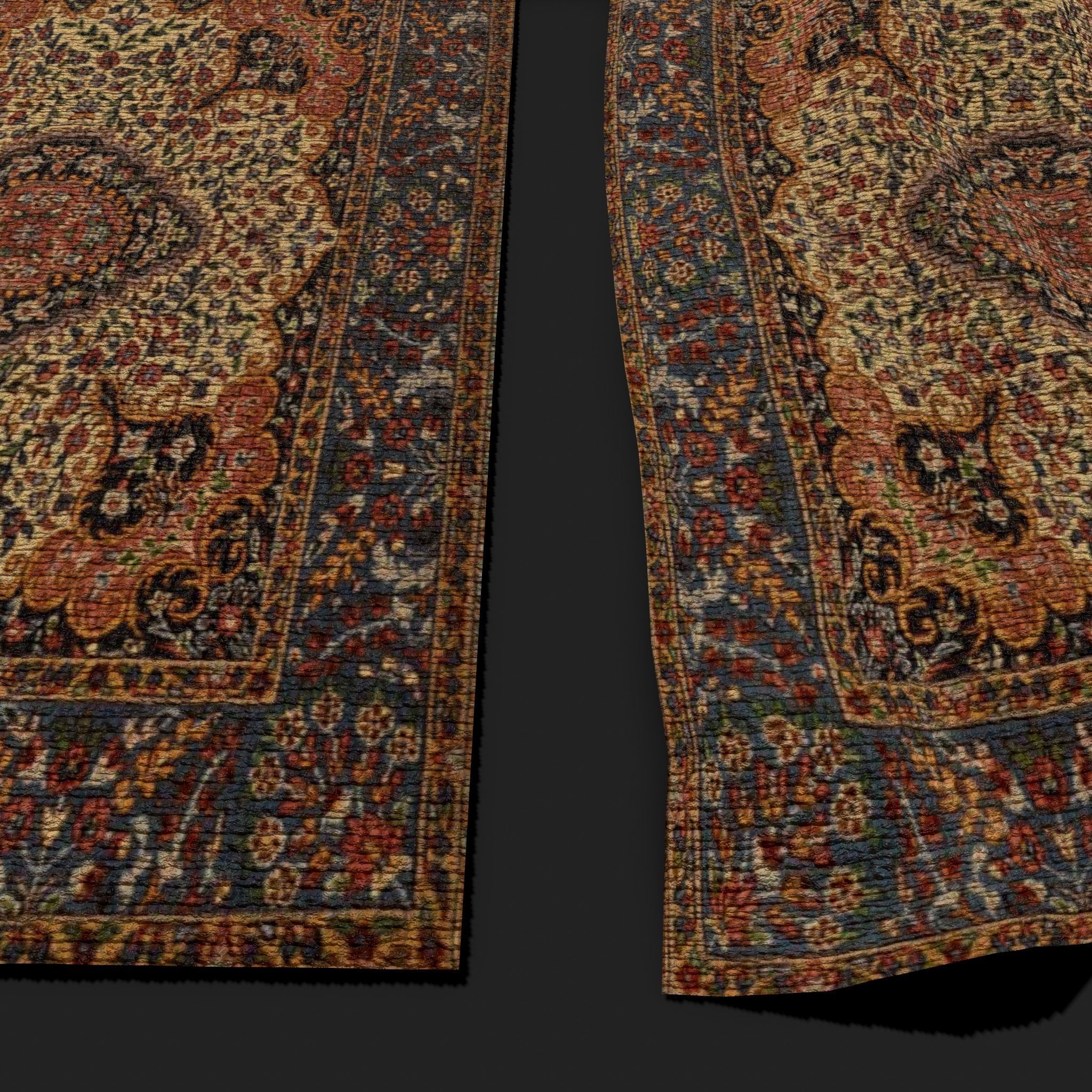 Medieval Flower Design Tapestry Low-poly 3D model_18