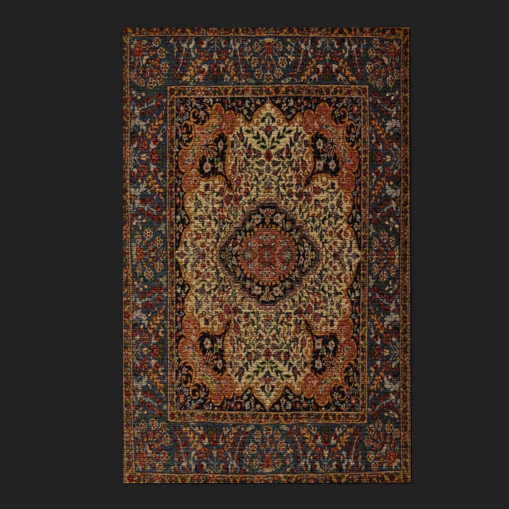 Medieval Flower Design Tapestry Low-poly 3D model_0