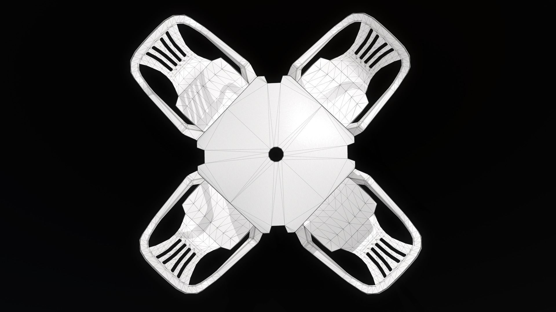 Plastic table and chairs Low-poly 3D model_10