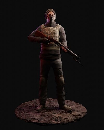 Game-Ready PBR Post-Apocalyptic Survivor  Low-poly 3D model