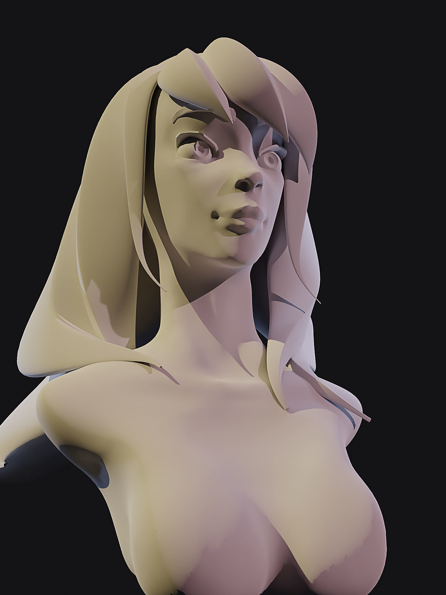 Stylized female head 3D model_1