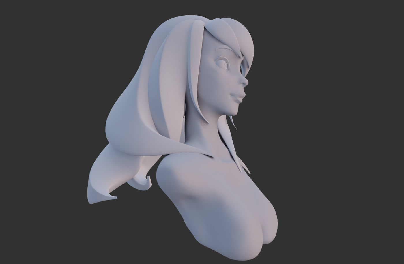 Stylized female head 3D model_7