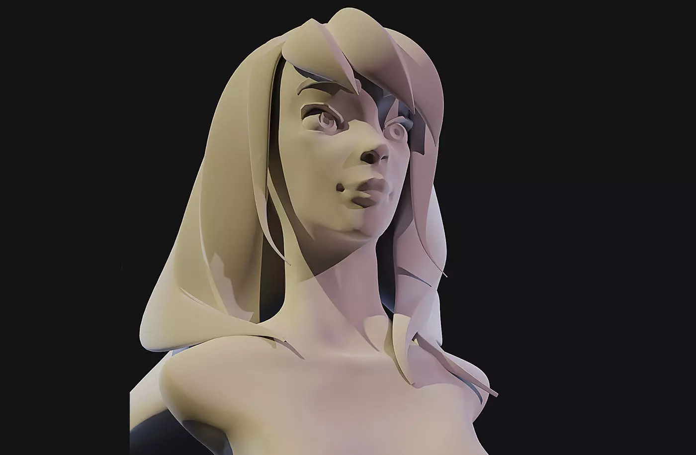 Stylized female head 3D model_0