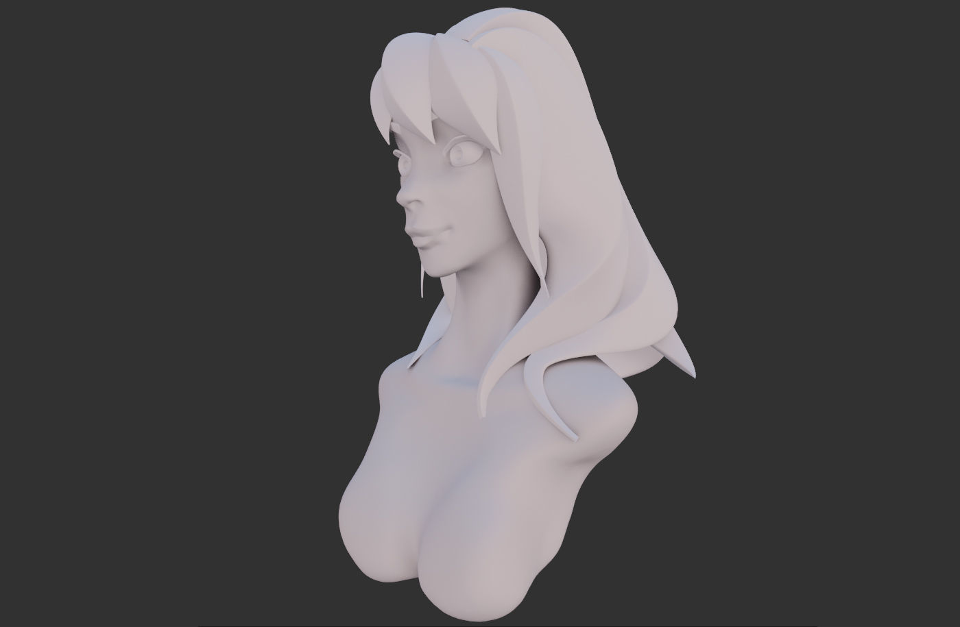 Stylized female head 3D model_2