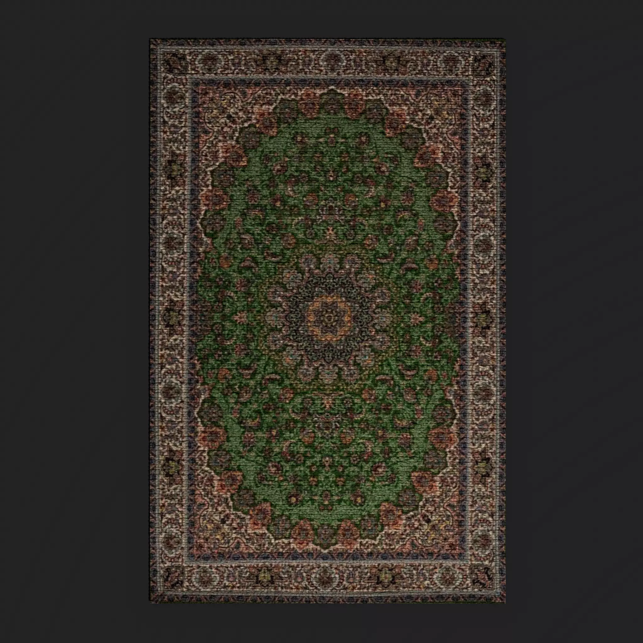 Medieval Green Designed Tapestry Low-poly 3D model_0