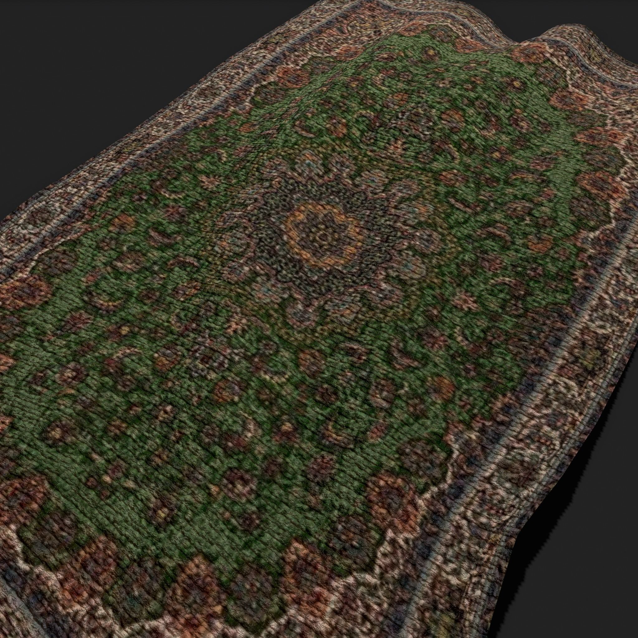 Medieval Green Designed Tapestry Low-poly 3D model_20