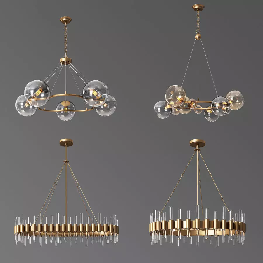 4 Ceiling Light Collection 3D model_0