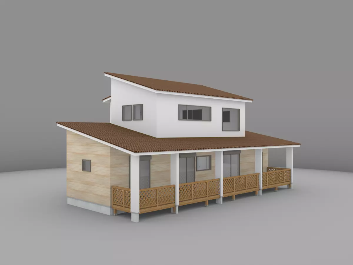 House model for background 41 Low-poly 3D model_0