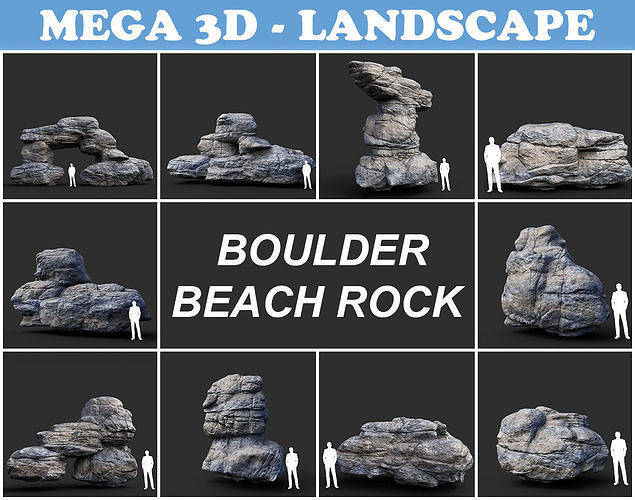 Low poly Gray Boulder Beach Rock Collection 210103 Low-poly 3D model
