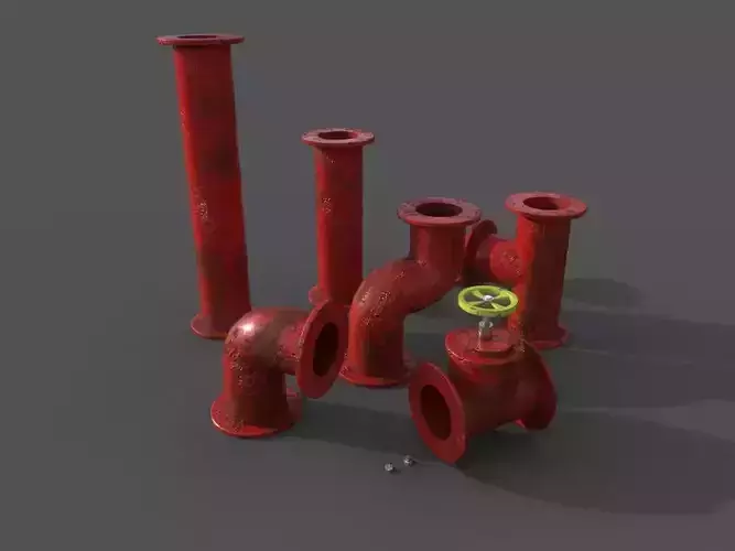 Pipes collection set of pipe fittings Low-poly 3D model