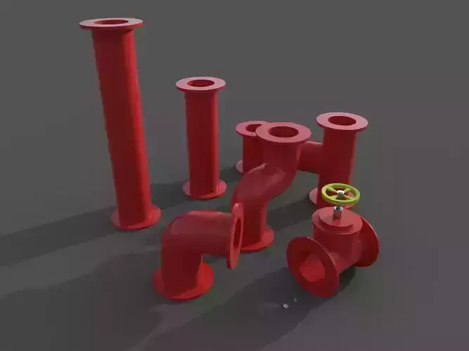 Pipes collection set of pipe fittings Low-poly 3D model