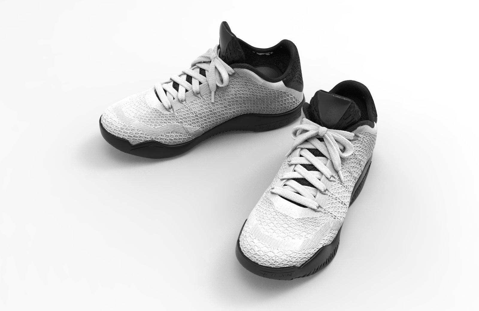 black-and-white-nike -kobe-basketball shoes 3D print model_2