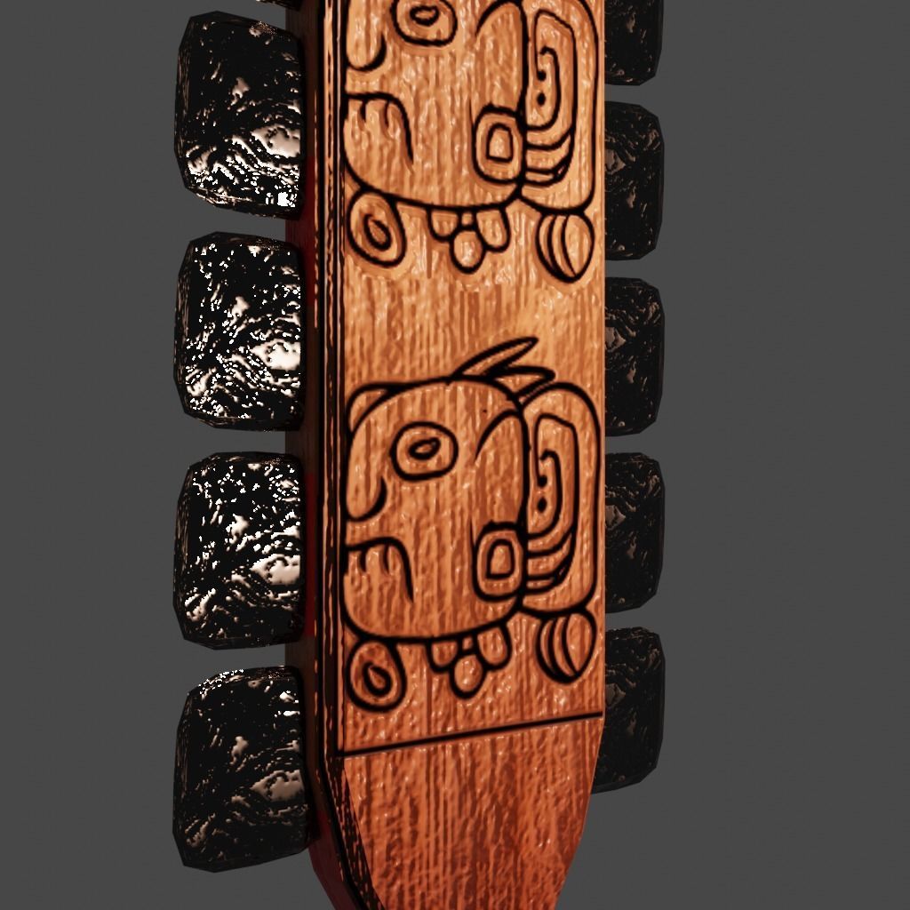 Antique Aztech Scepter Low-poly 3D model_2