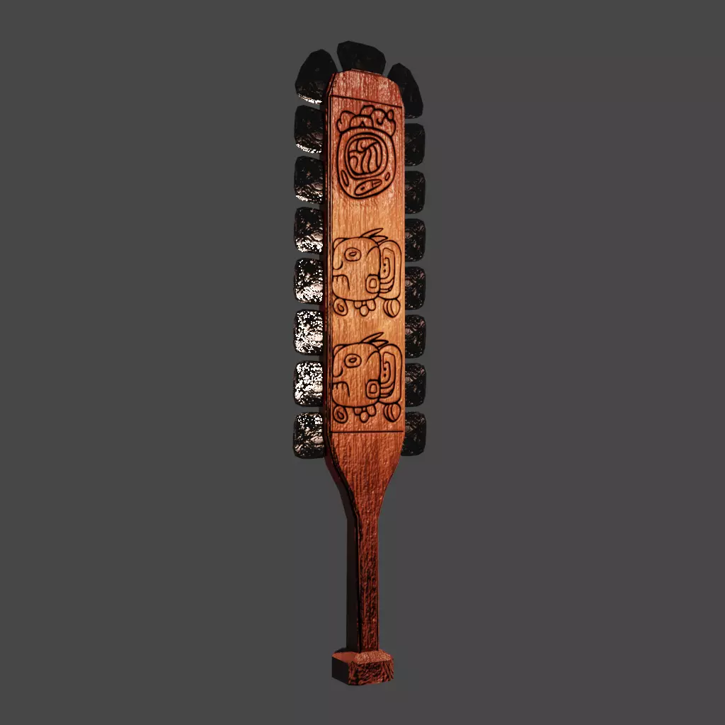 Antique Aztech Scepter Low-poly 3D model_0