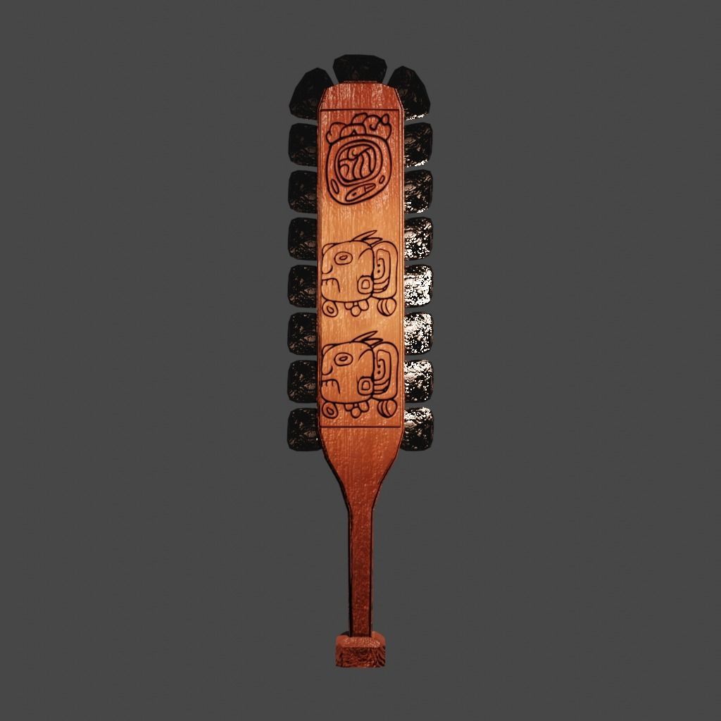 Antique Aztech Scepter Low-poly 3D model_1