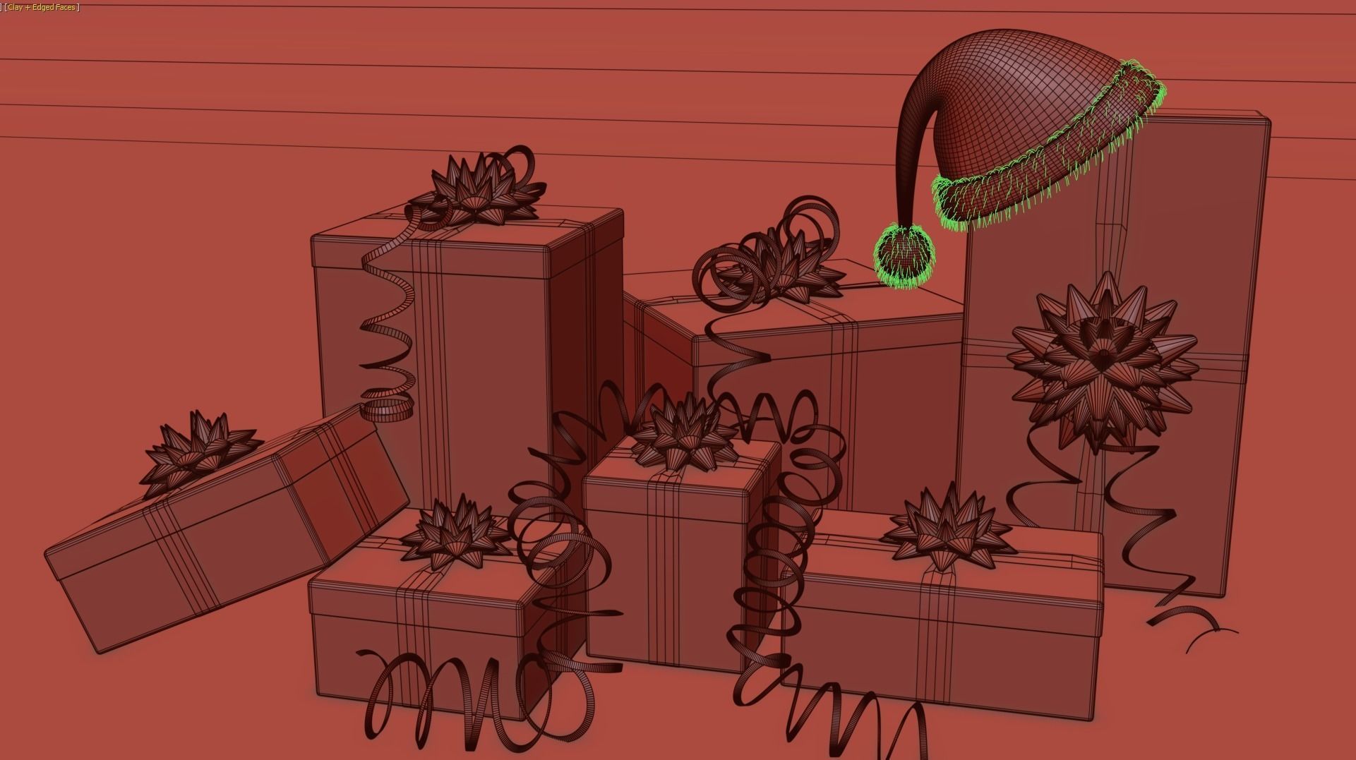 New Year Presents and Gift Boxes v1 Low-poly 3D model_12