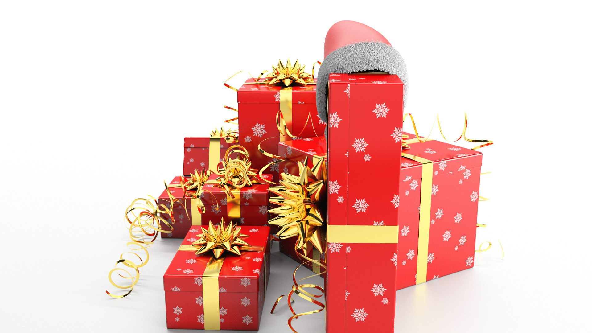 New Year Presents and Gift Boxes v1 Low-poly 3D model_8