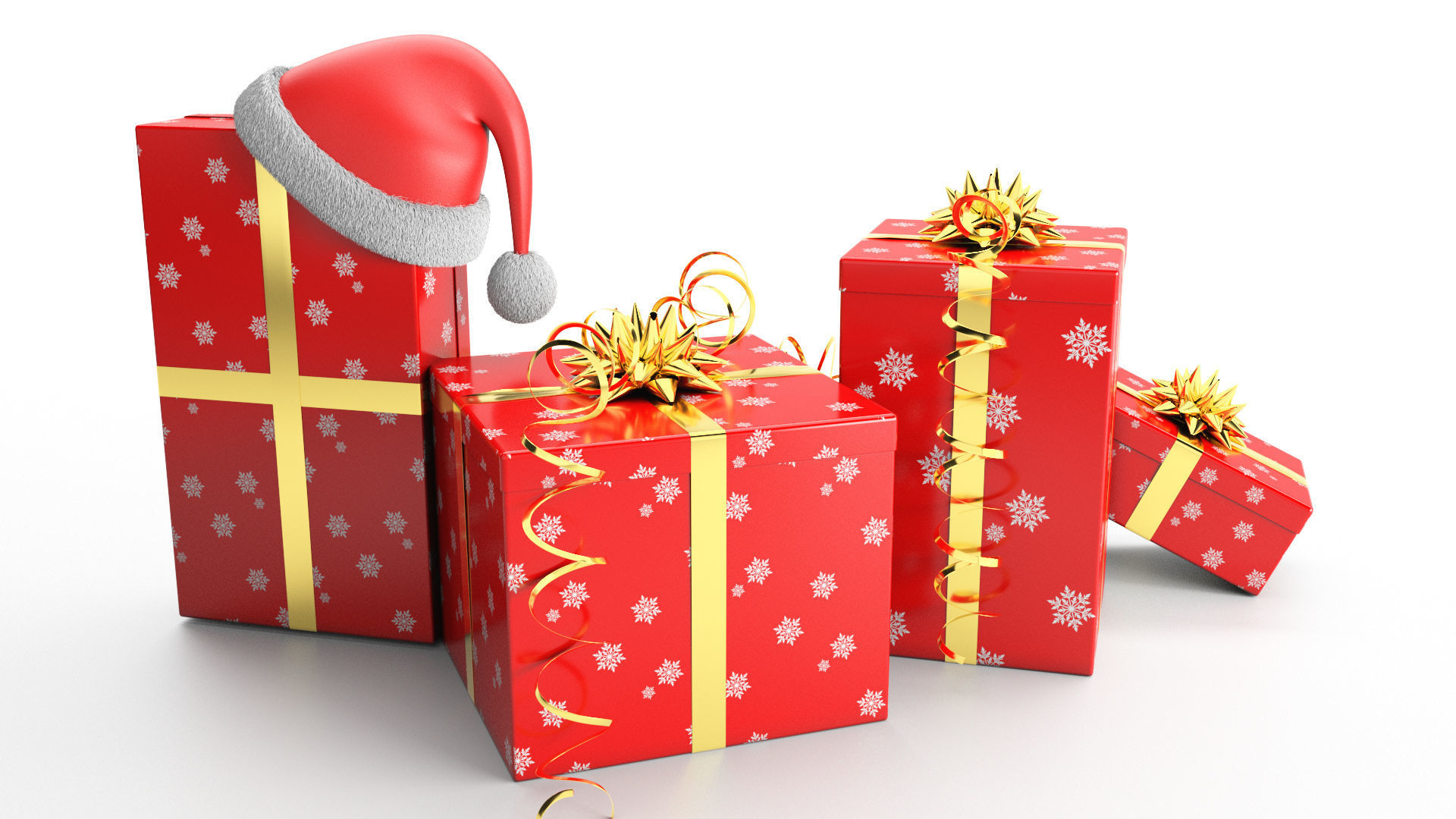 New Year Presents and Gift Boxes v1 Low-poly 3D model_6