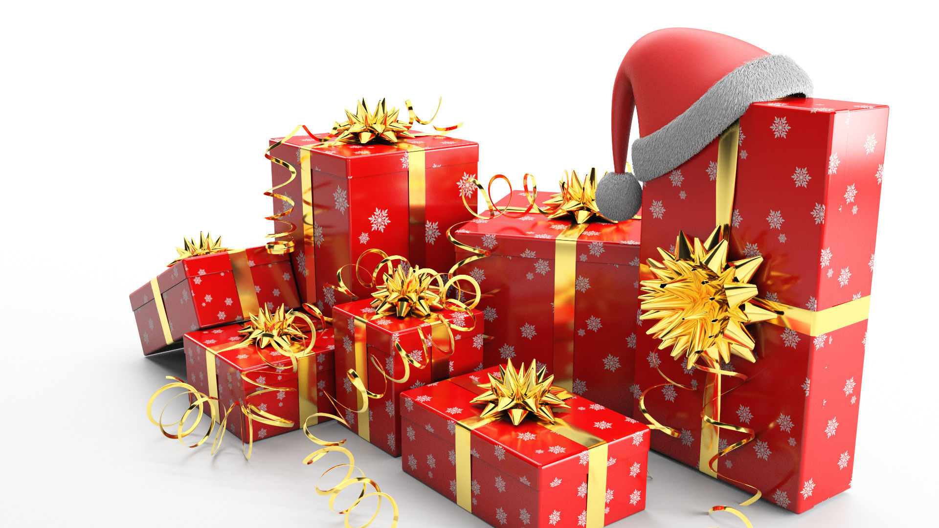 New Year Presents and Gift Boxes v1 Low-poly 3D model_9