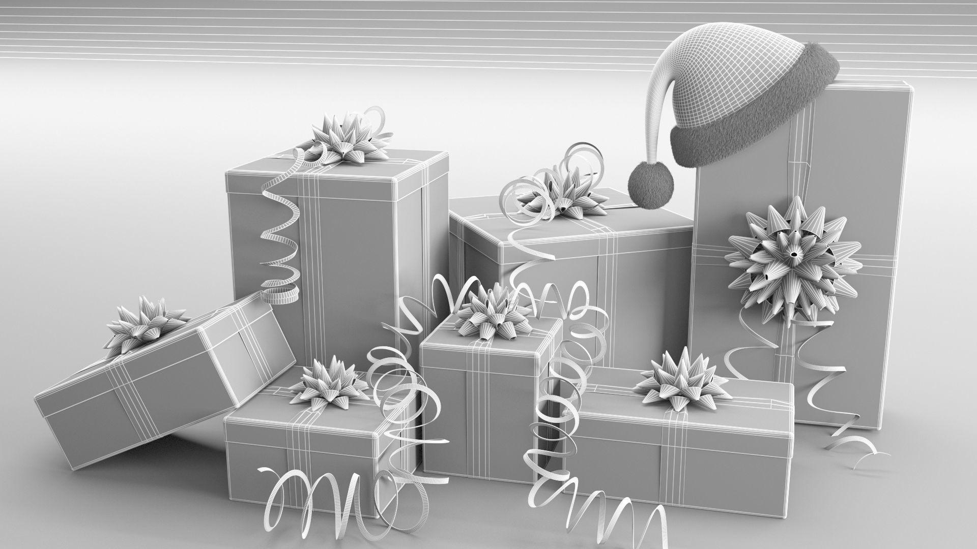 New Year Presents and Gift Boxes v1 Low-poly 3D model_2