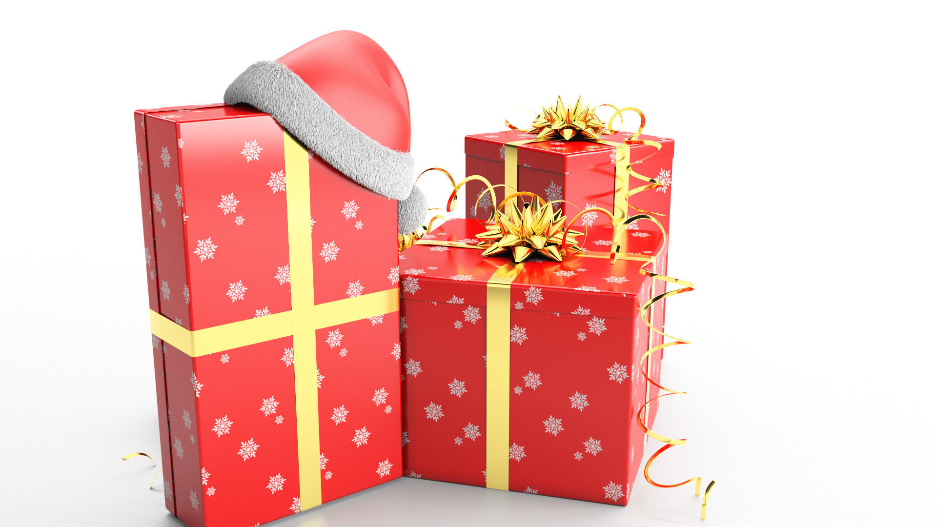 New Year Presents and Gift Boxes v1 Low-poly 3D model_7