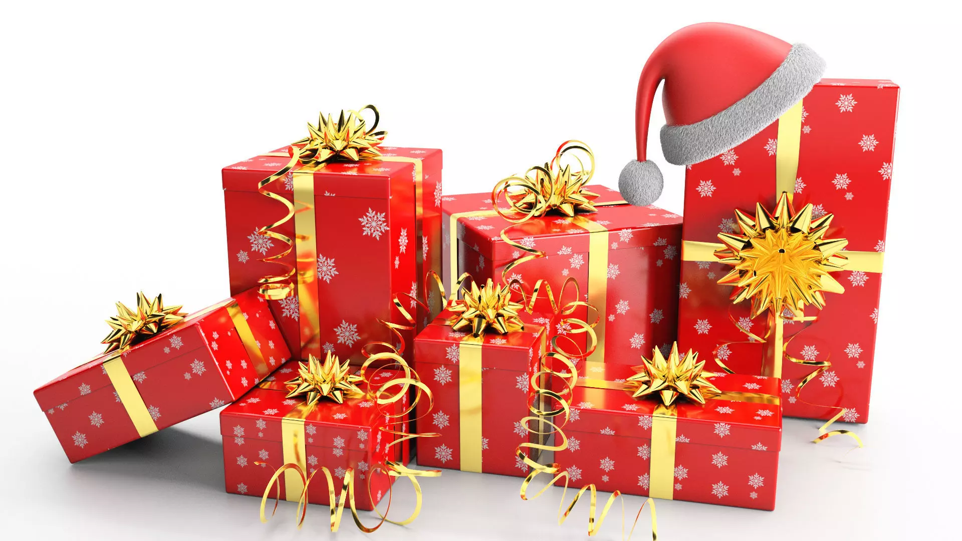 New Year Presents and Gift Boxes v1 Low-poly 3D model_0