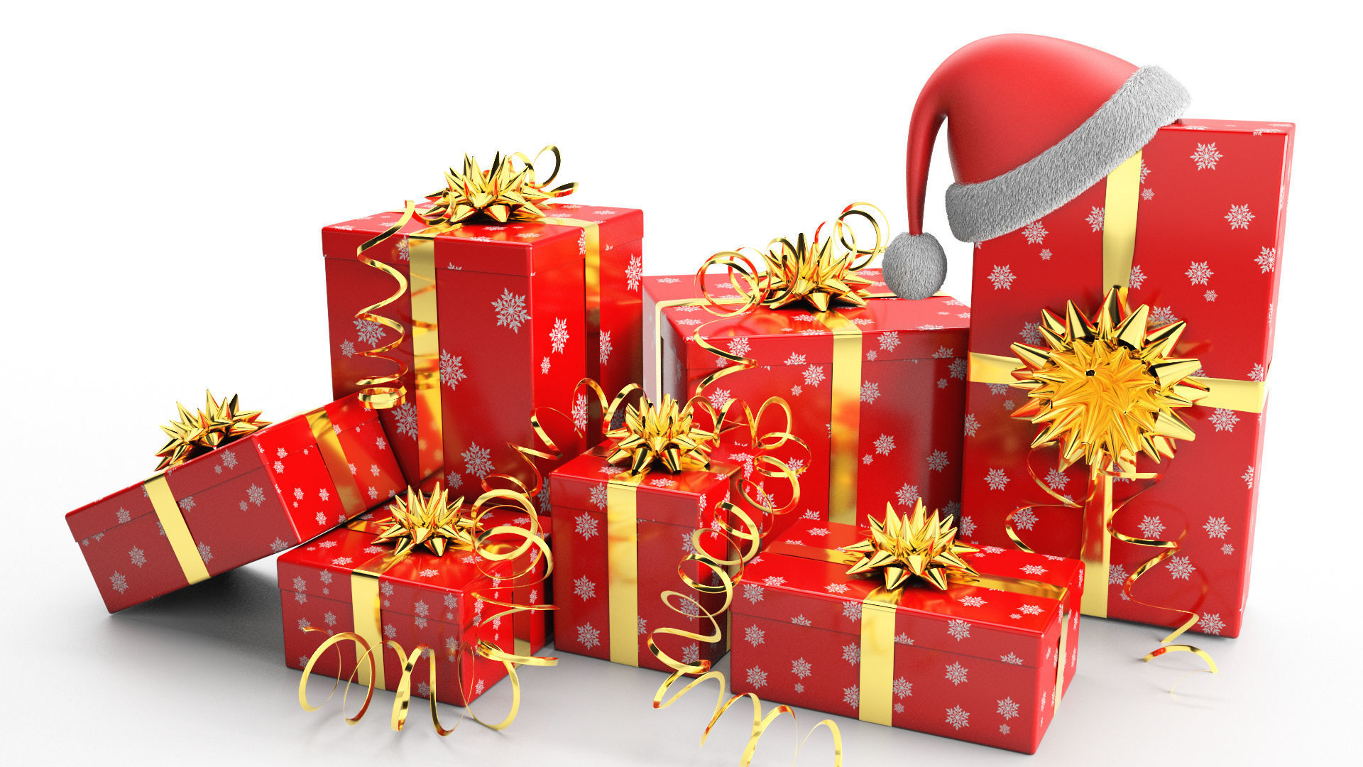New Year Presents and Gift Boxes v1 Low-poly 3D model_10