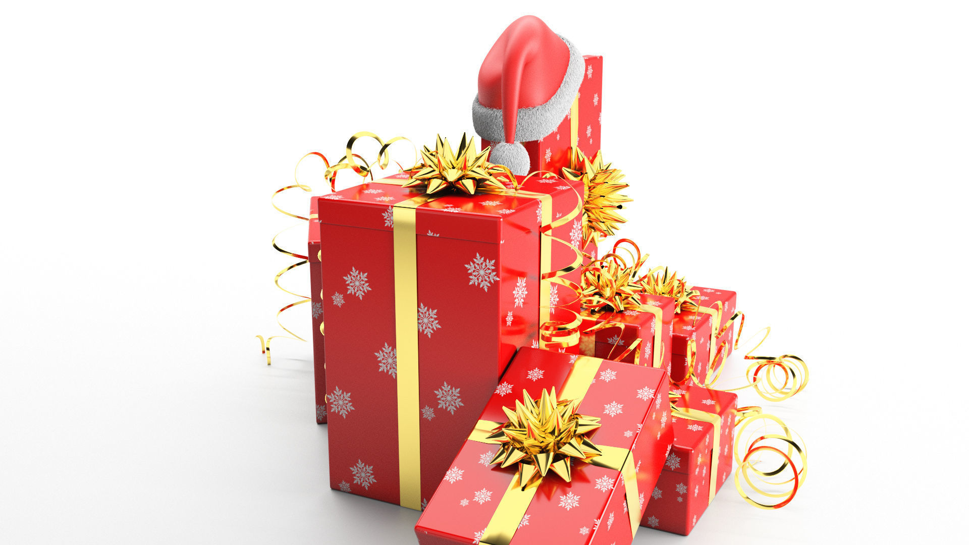 New Year Presents and Gift Boxes v1 Low-poly 3D model_4