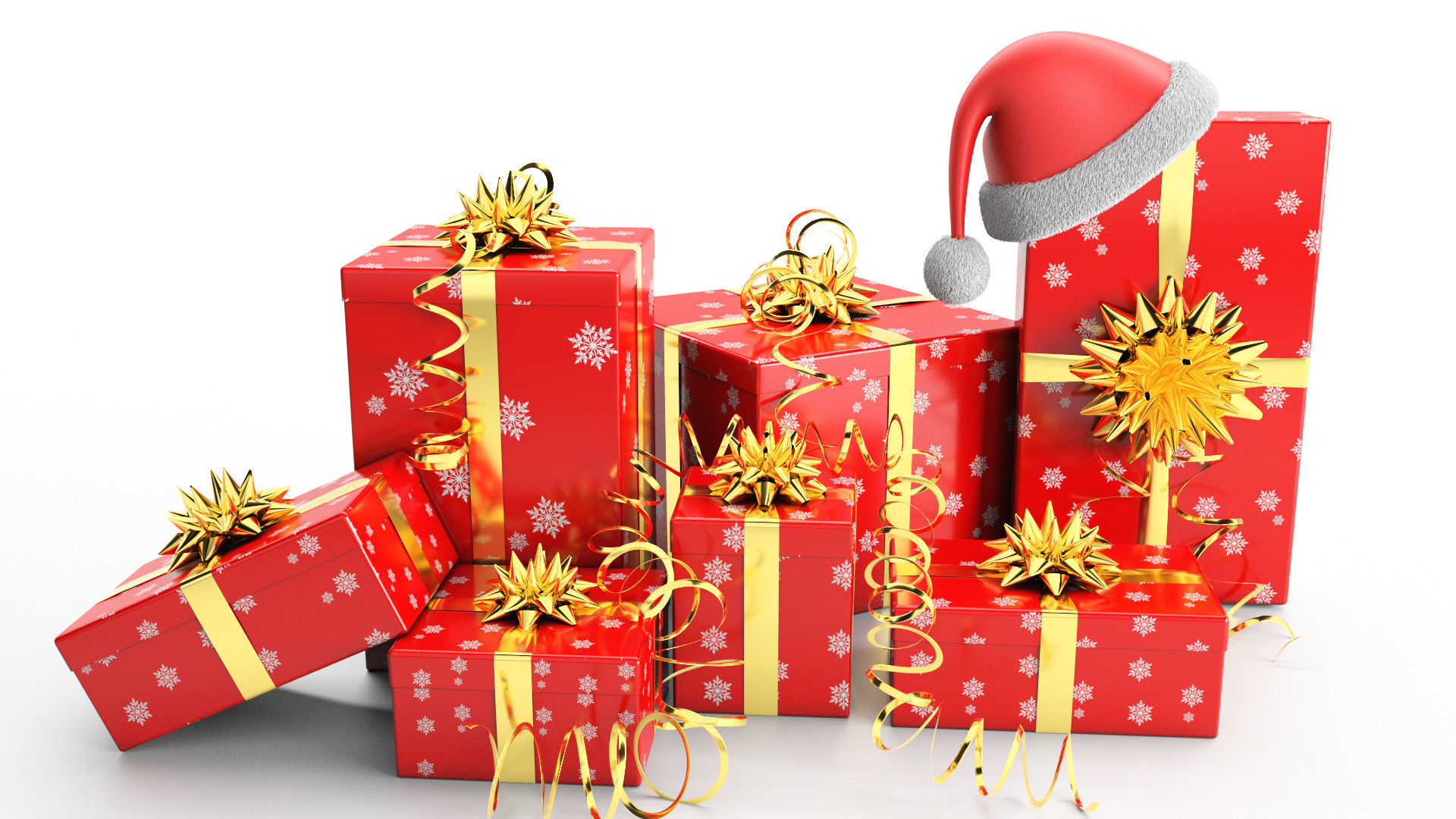 New Year Presents and Gift Boxes v1 Low-poly 3D model_1