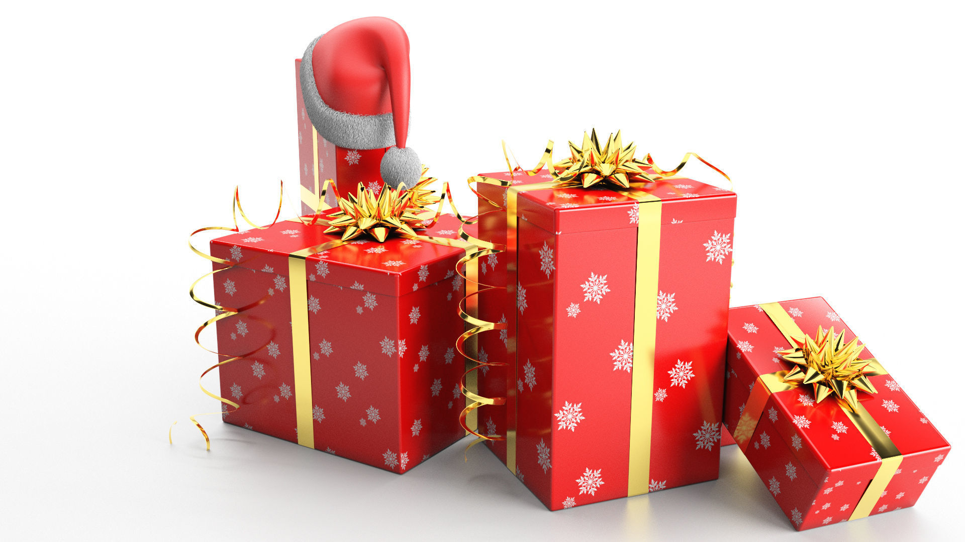 New Year Presents and Gift Boxes v1 Low-poly 3D model_5