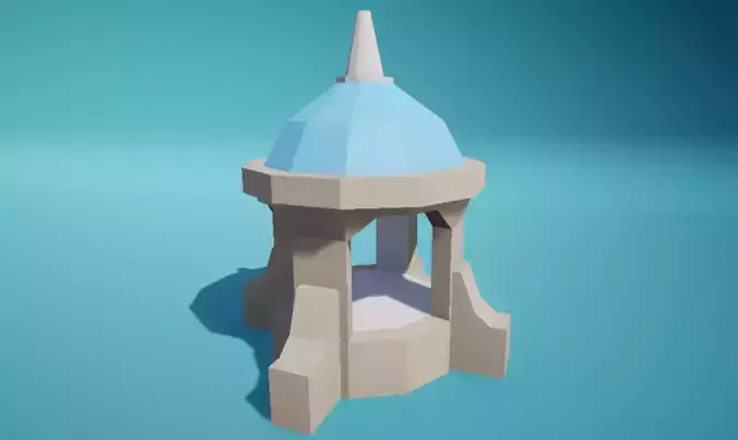 Dome 16sided With Horns Low-poly 3D model