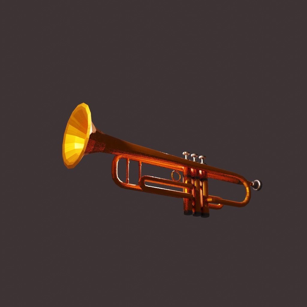 Basic Trumpet Low-poly 3D model_2