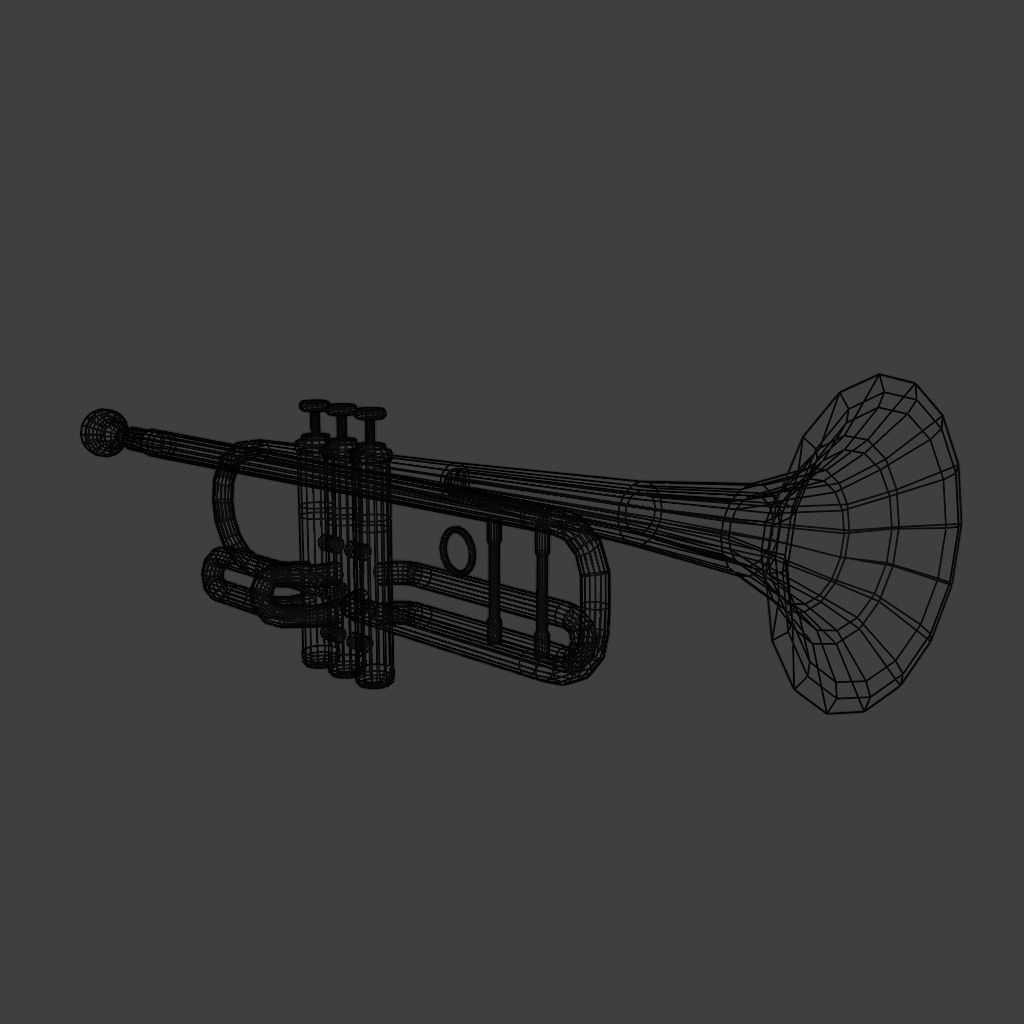 Basic Trumpet Low-poly 3D model_5
