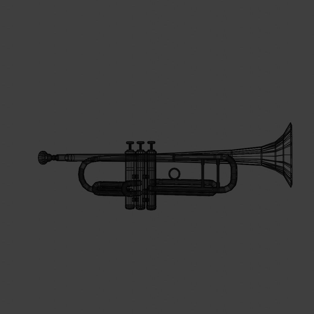 Basic Trumpet Low-poly 3D model_4
