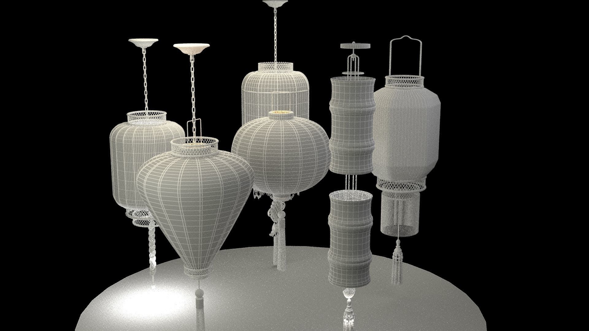 Chinese red lantern 3D model_6