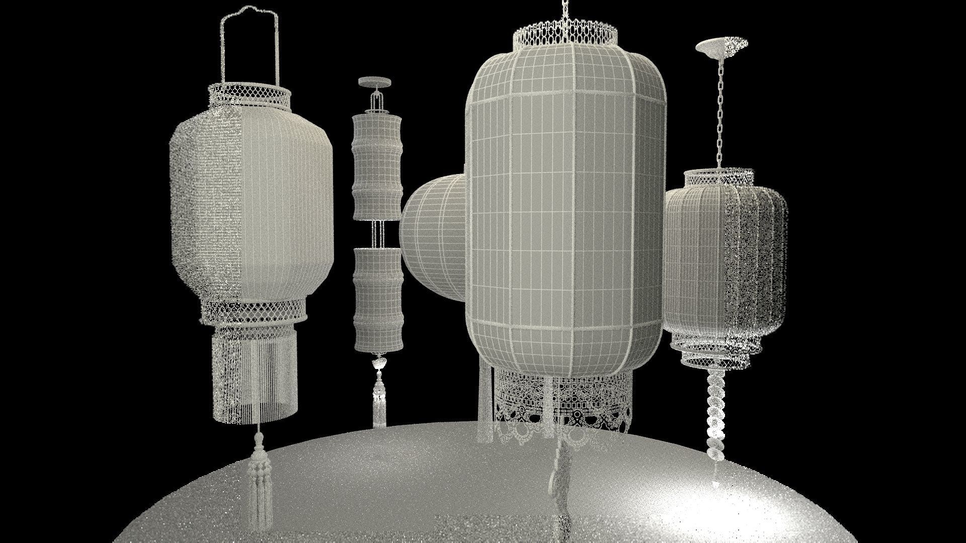 Chinese red lantern 3D model_7