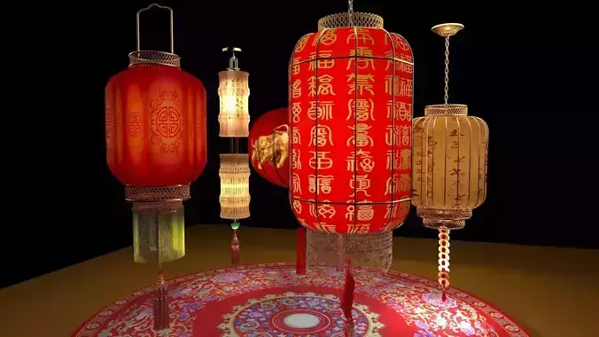 Chinese red lantern 3D model