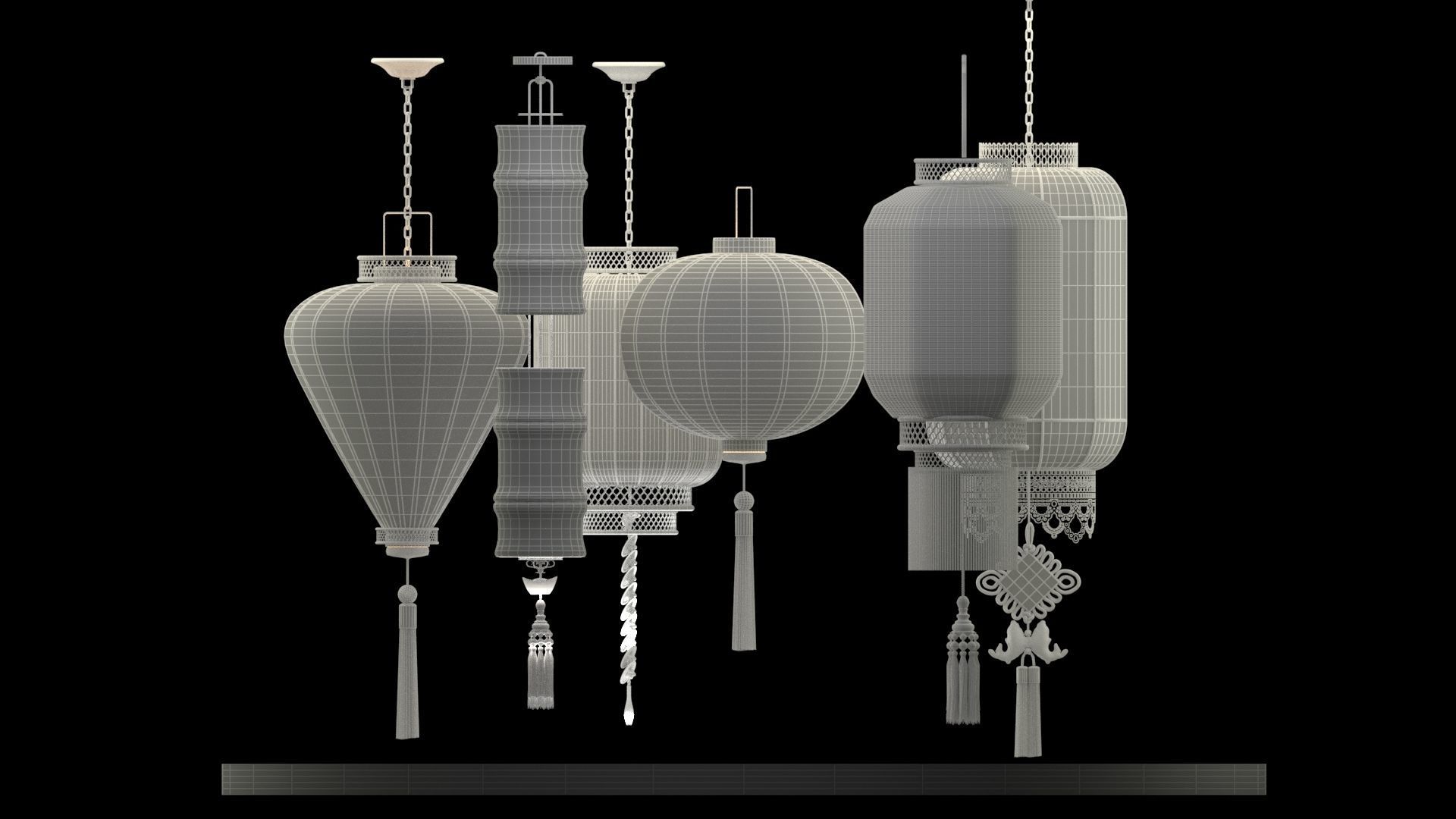 Chinese red lantern 3D model_5