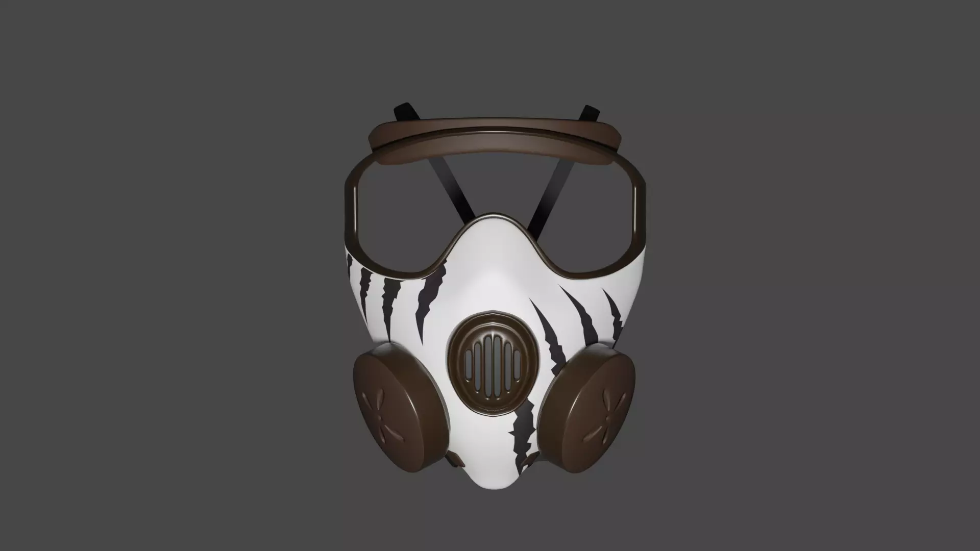 Brown White Realistic Gas Mask Free 3D model