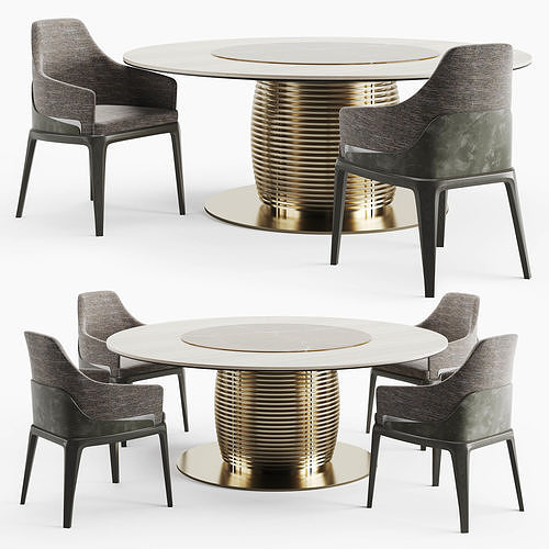 Inedito Asnaghi Aragorn table and Flora Large chair 3D model