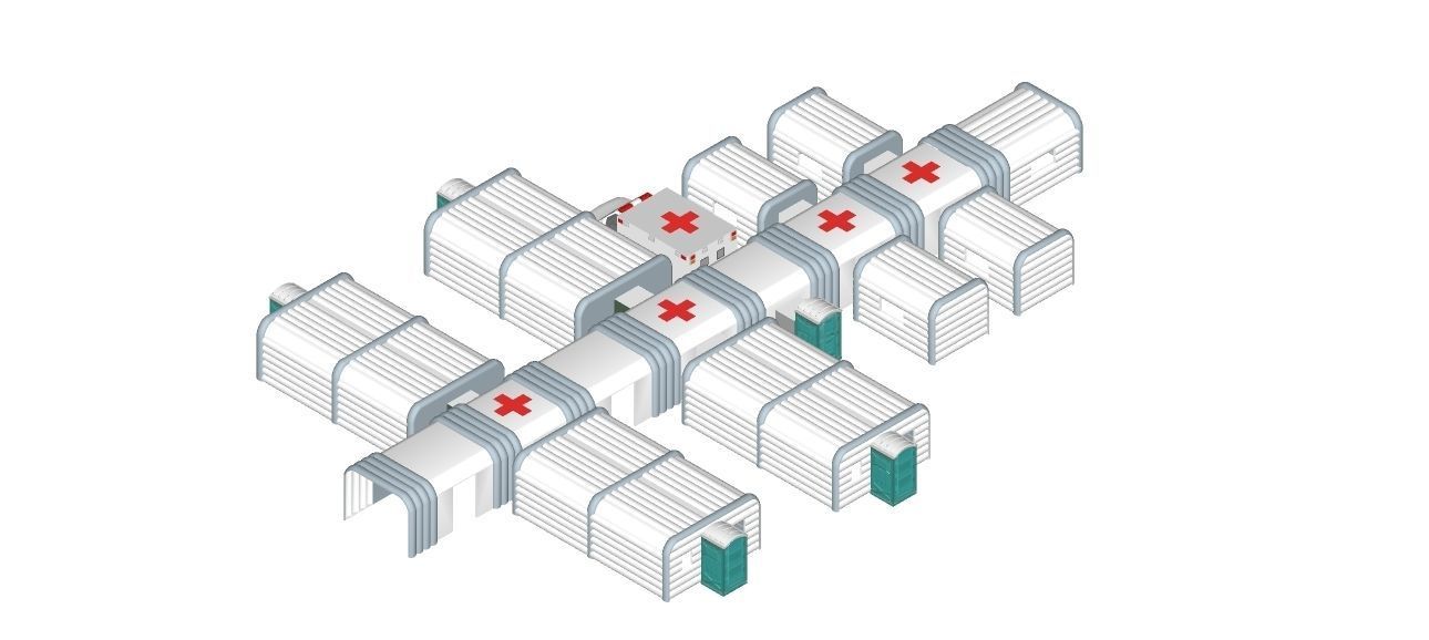 Temporary Isolation units treatment facility COVID19 patients 3D model_3