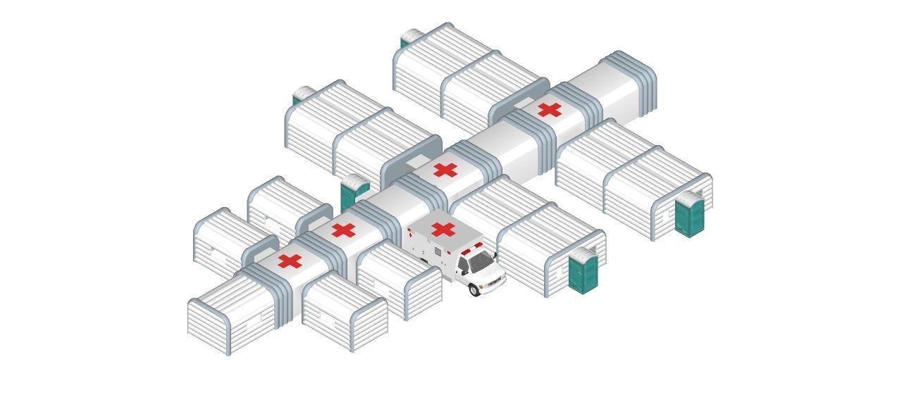Temporary Isolation units treatment facility COVID19 patients 3D model_4